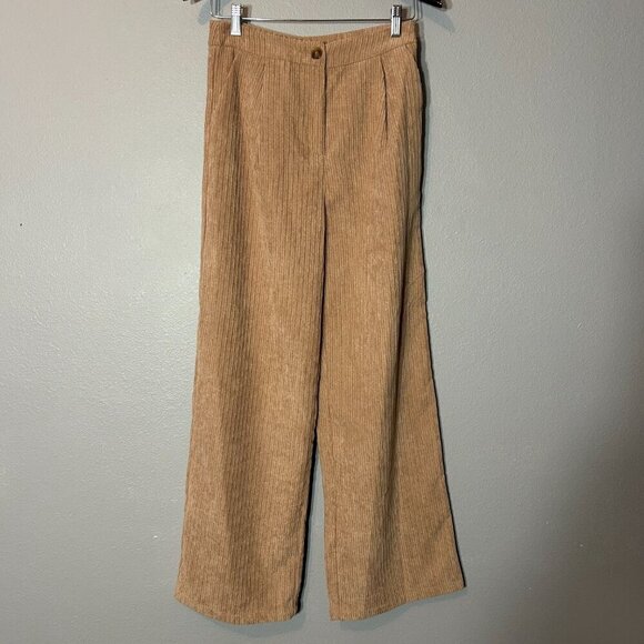 And Now This Wide Leg Corduroy Pants High-Waist Beige Women's Trousers Size 6 - Picture 2 of 7